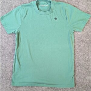 Abercrombie Kids T-Shirt Boys Size 15/16 Green A&F Essentials Moose Logo Tee